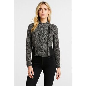 Express Leopard Print Moto Jacket Women's Size Small Zip‑Up Animal Print Biker